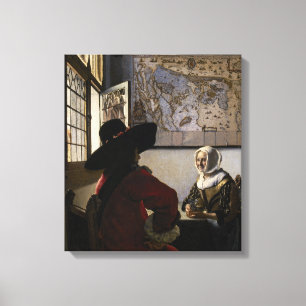 Lienzo Johannes Vermeer - Funcionario con un Chica risibl