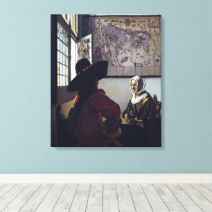 Lienzo Johannes Vermeer, Funcionario Y Chica Ridículo