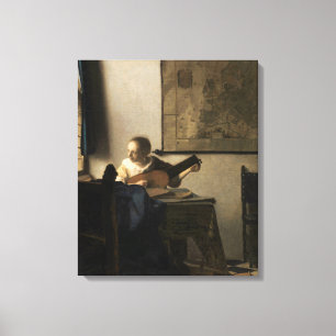 Lienzo Johannes Vermeer - Joven mujer con un laúd