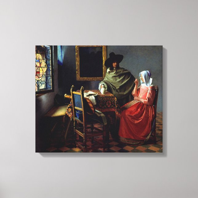 Lienzo Johannes Vermeer - La copa de vino (Anverso)