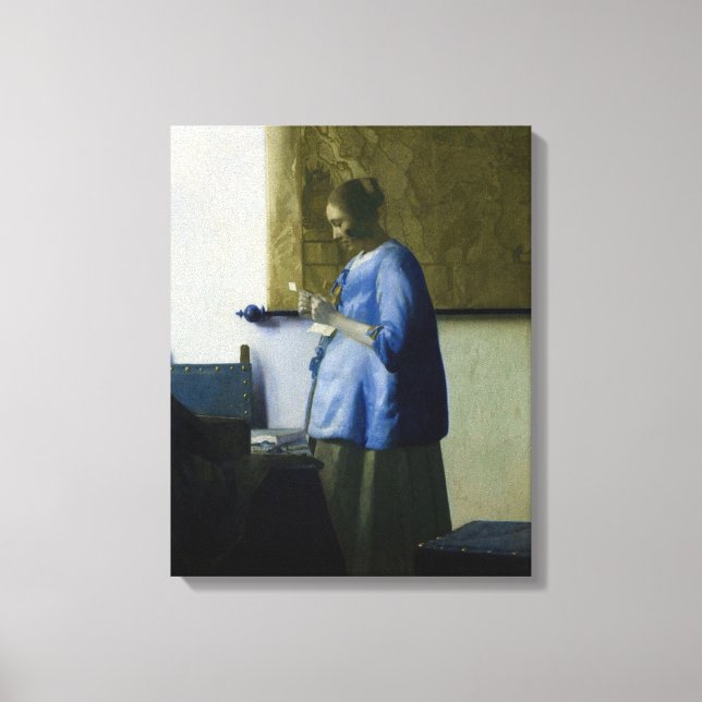 Lienzo Johannes Vermeer - Mujer en azul leyendo una carta (Anverso)