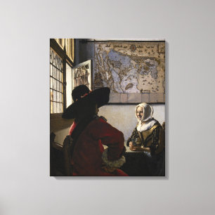 Lienzo Johannes Vermeer - Oficial con una chica riendo