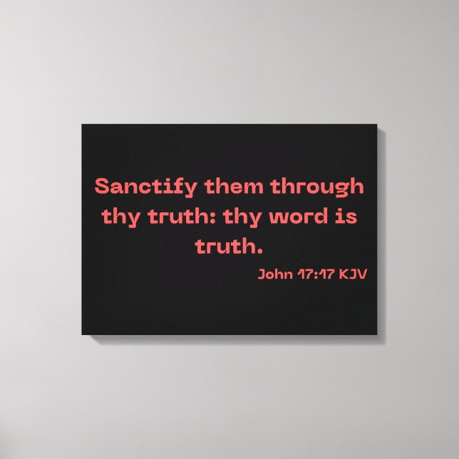 Lienzo John 17:17 Biblia Verse Scripture KJV Wall Art (Anverso)