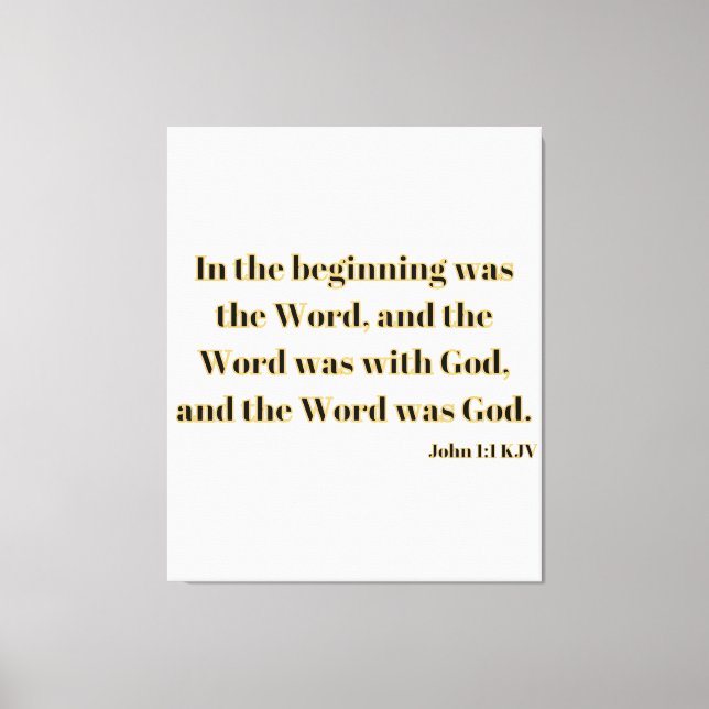 Lienzo John 1:1 Biblia Scripting KJV Canvas Wall Art (Anverso)