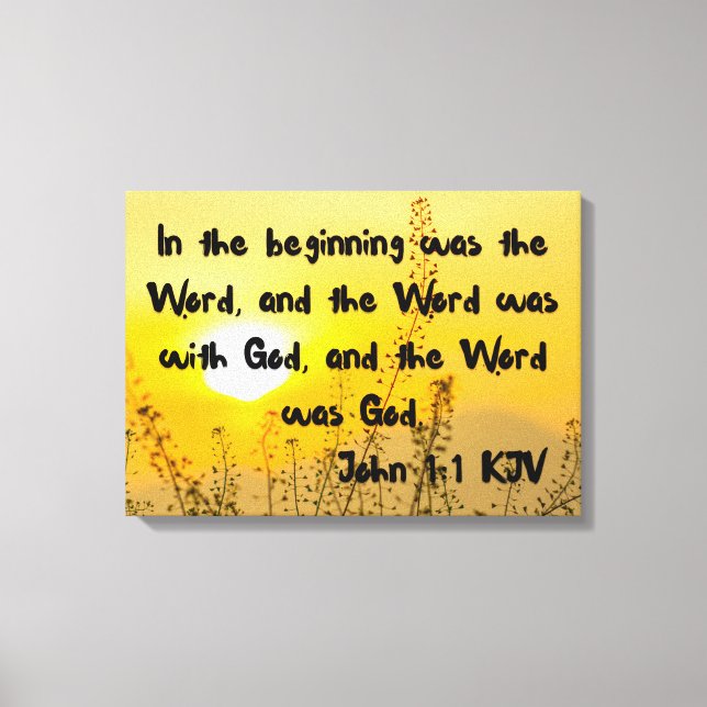 Lienzo John 1:1 Biblia Verse Scripting KJV Canvas Wall Ar (Anverso)