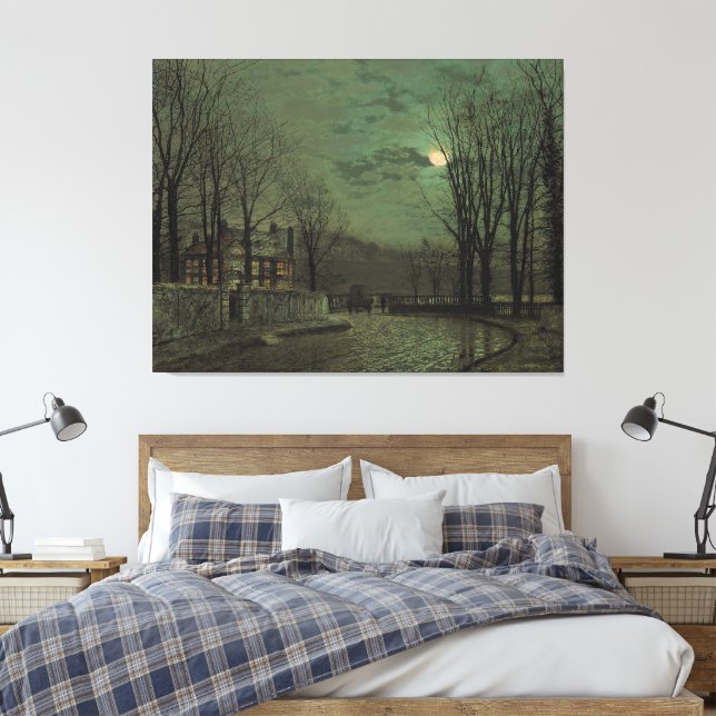 Lienzo John Atkinson Grimshaw - Luz de luna de noviembre  (Insitu(Dormitorio))