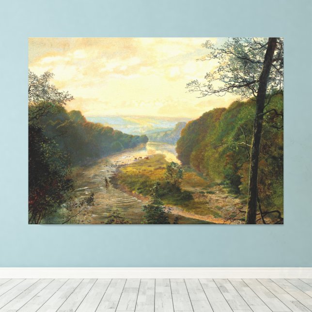 Lienzo John Atkinson Grimshaw - The Wharfe valley (Insitu (piso de madera))