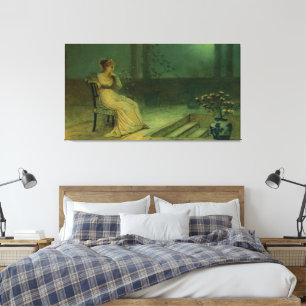 Lienzo John Atkinson Grimshaw - Una doncella clásica sent