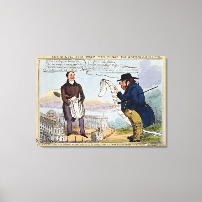 Lienzo John Bull y el arquitecto Wot construyen los arcos (Anverso)