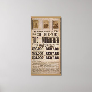 Lienzo John Wilkes Booth Wanted poster Abe lincoln killin