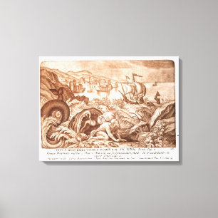 Lienzo Jonah y la ballena, ilustracion de una biblia, en