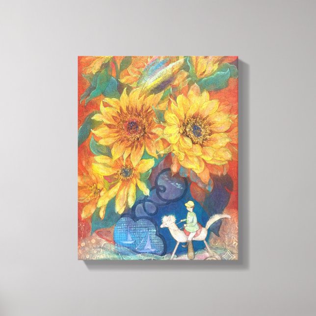 Lienzo Journey of Whimsy: Sunflower & Rainbow (Anverso)