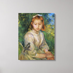 Lienzo Joven Chica con pájaro (por Berthe Morisot)