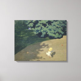 Lienzo Joven Chica corriendo después de una pelota roja (