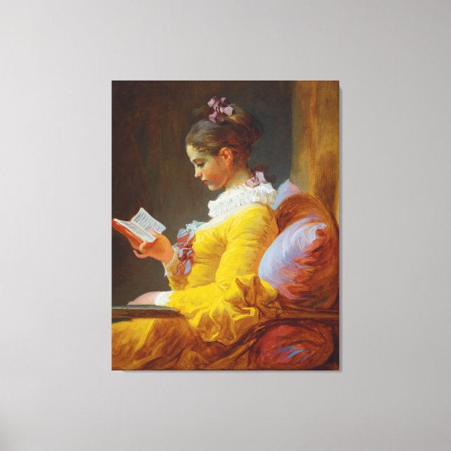 Lienzo Joven Chica leyendo por Jean-Honore Fragonard (Anverso)
