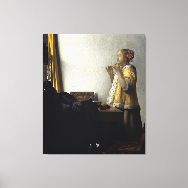 Lienzo Joven de Vermeer con collar de perla (1662) (Anverso)