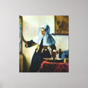 Lienzo Joven de Vermeer con lanzador de agua aproximadame