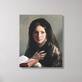 Lienzo Joven perdida en sueños (leyendo un libro)