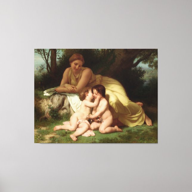 Lienzo Joven que contempla a dos niños (Anverso)
