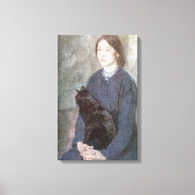 Lienzo Joven sosteniendo un gato negro (de Gwen John) (Anverso)