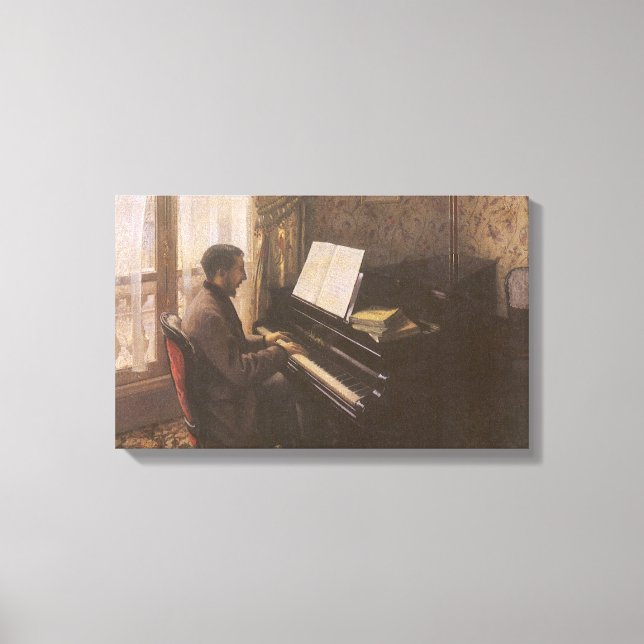 Lienzo Joven tocando el piano de Gustave Caillebotte (Anverso)