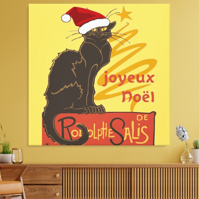 Lienzo Joyeux Noel Le Chat Noir Con Estilizado Árbol Dora (Insitu (Sala de estar))