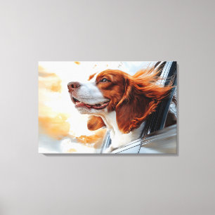 Lienzo Joyful Dog in Wind Art Print