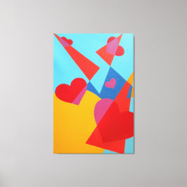 Lienzo Joyful Red Hearts Abstract Print