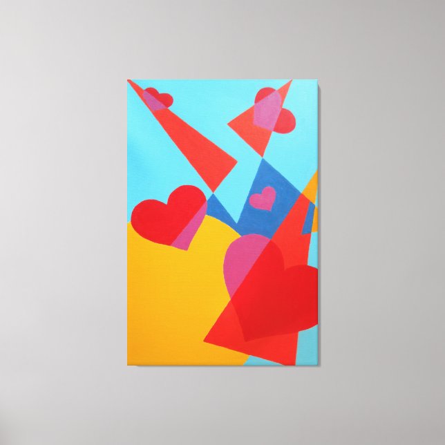 Lienzo Joyful Red Hearts Abstract Print (Anverso)