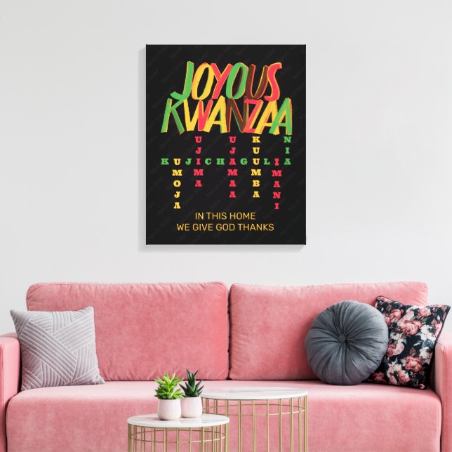 Lienzo Joyous KWANZAA Principios la cruz (Insitu (Sala de estar))