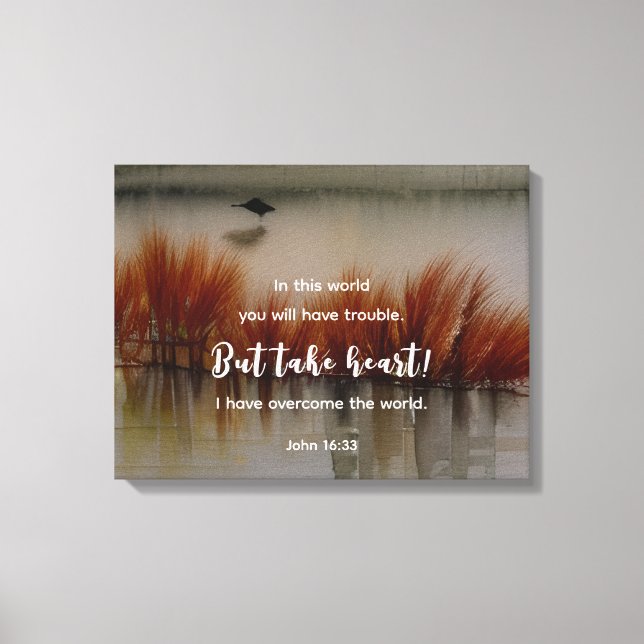Lienzo Juan 16:33 He superado la biblia contra el cristia (Anverso)