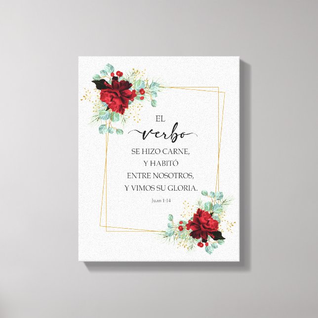 Lienzo Juan 1 14, Spanish bible verse (Anverso)