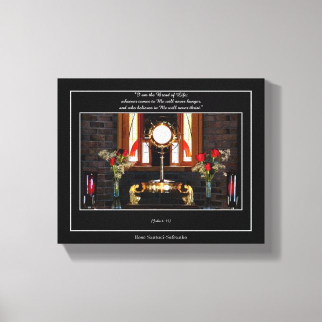 Lienzo Juan 6:35 Eucaristía "Soy el pan de la vida..." (Anverso)