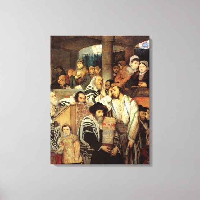 Lienzo Judíos rezando por Maurycy Gottlieb - Circa 1878 (Anverso)