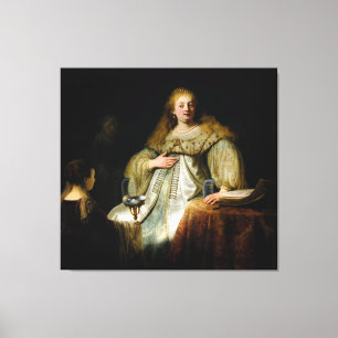 Lienzo Judith en el banquete de Holofernes de Rembrandt