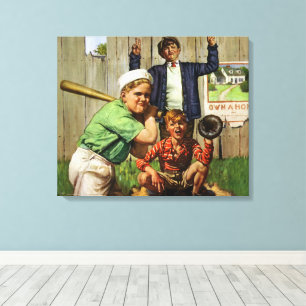 Lienzo Juego de béisbol antiguo, jugador de deportes infa