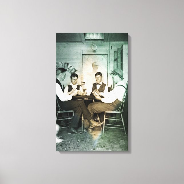 Lienzo Juego de póquer de 1890 Hombres Tarjetas de apuest (Anverso)