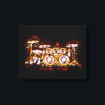 Lienzo Juego de tambores con doble contrabajo<br><div class="desc">Aquí tenemos un original juego de doble tambor metálico,  con luces para efecto extra.</div>