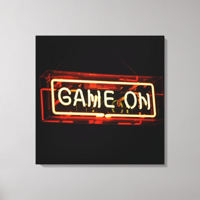Lienzo Juego En Neon Rótulo Sports Gaming Gamer (Anverso)