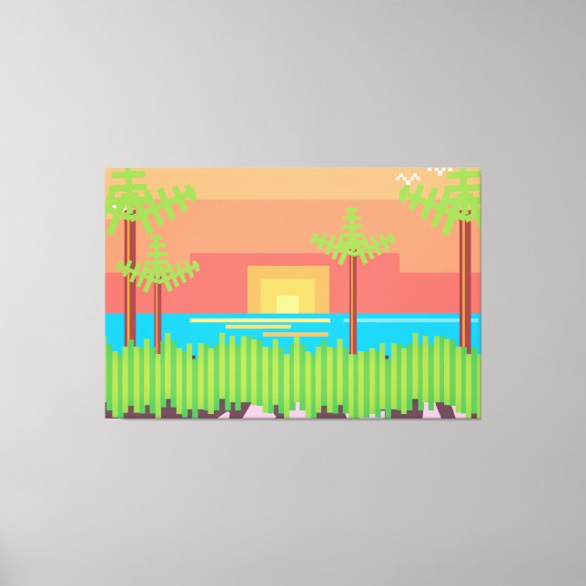 Lienzo Juego Retro - Atardecer Tropical (Anverso)