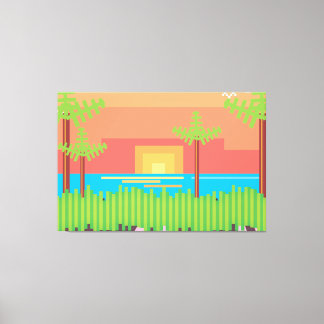 Lienzo Juego Retro - Atardecer Tropical