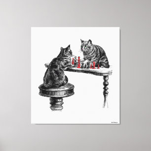 Lienzo Juegos de mesa Dos gatos jugando ajedrez Partido R