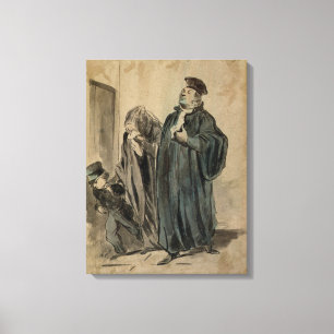 Lienzo Juez, mujer y niño