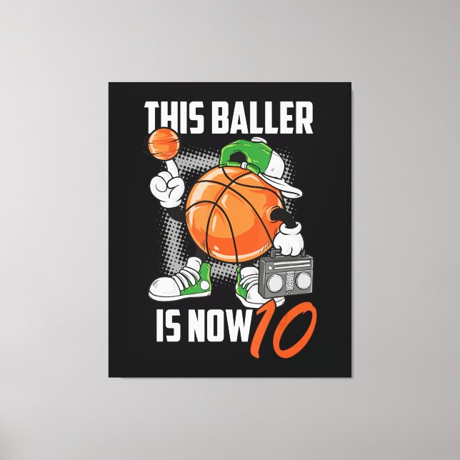 Lienzo Jugador de baloncesto con 10 años de antigüedad (Anverso)