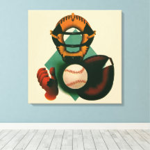 Jugador de béisbol deportivo vintage, catcher con