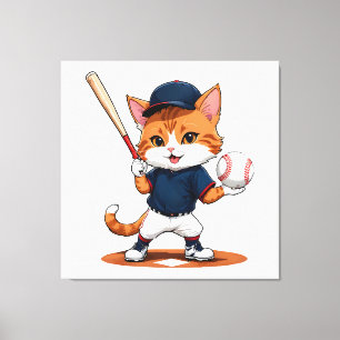 Lienzo Jugador de béisbol gato