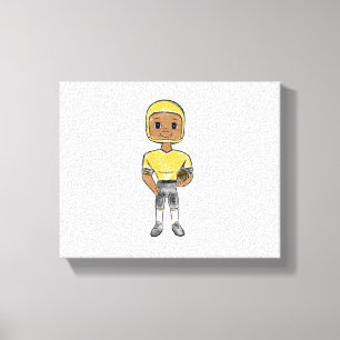 Lienzo jugador de fútbol retro vintage negro amarillo sim