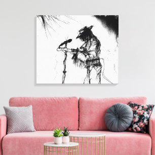 Lienzo Jugador de guitarra y banda de música azul en el e