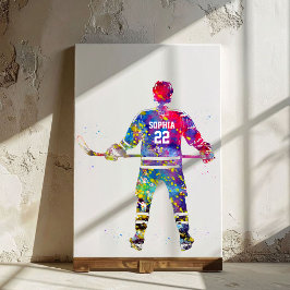 Lienzo Jugador de Hockey Colorido