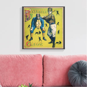 Lienzo Jugadores de béisbol deportivo vintage en el juego